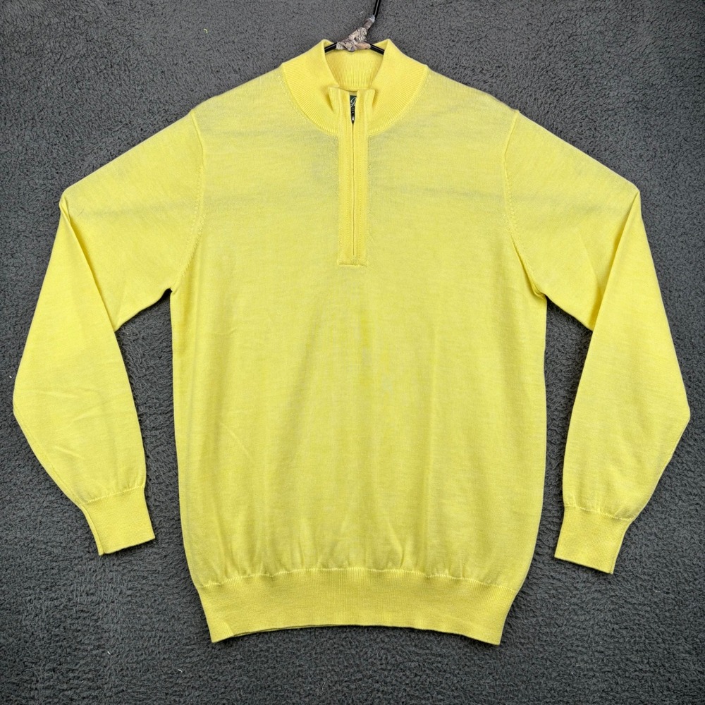 Bobby Jones Signature‎ Collection Mens Sweater Yellow Extrafine Merino Wool S